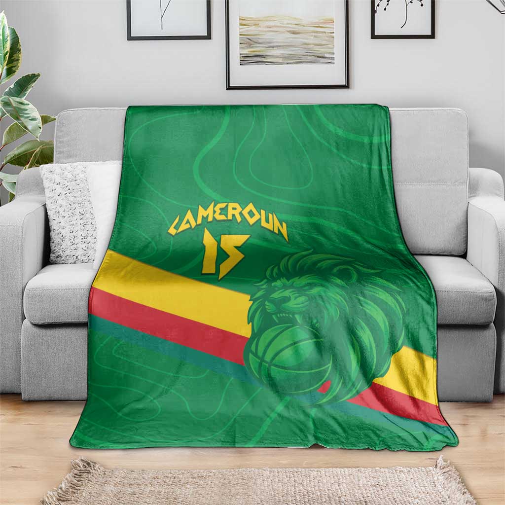 Custom Cameroon Basketball Blanket Go Champions Indomitable Lions - Wonder Print Shop