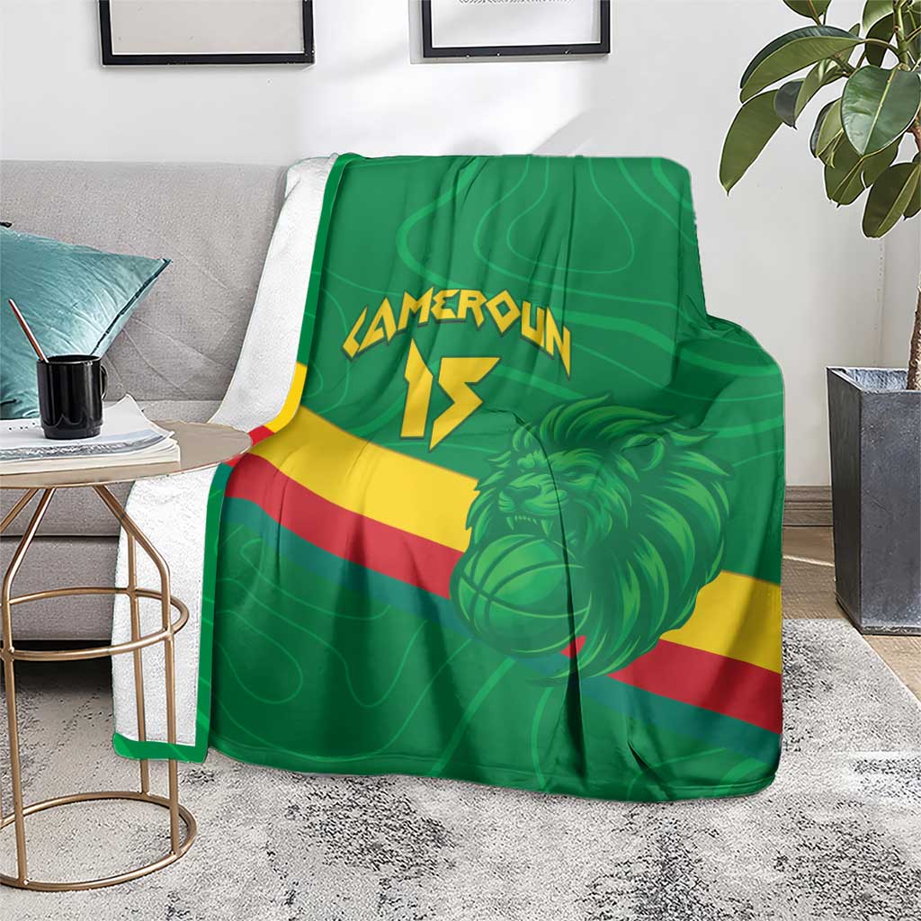 Custom Cameroon Basketball Blanket Go Champions Indomitable Lions - Wonder Print Shop