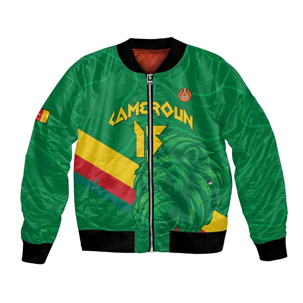 Custom Cameroon Basketball Bomber Jacket Go Champions Indomitable Lions - Wonder Print Shop