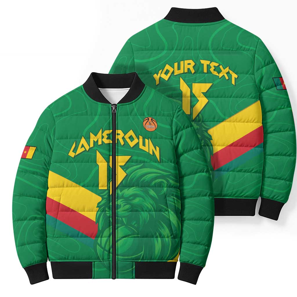 Custom Cameroon Basketball Bomber Puffer Jacket Go Champions Indomitable Lions - Wonder Print Shop