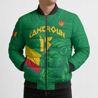 Custom Cameroon Basketball Bomber Puffer Jacket Go Champions Indomitable Lions - Wonder Print Shop
