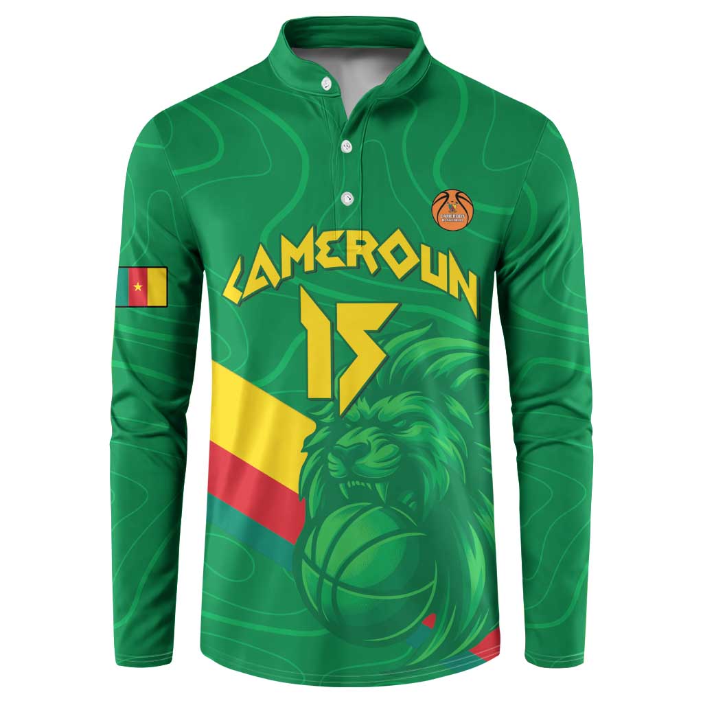 Custom Cameroon Basketball Button Sweatshirt Go Champions Indomitable Lions - Wonder Print Shop
