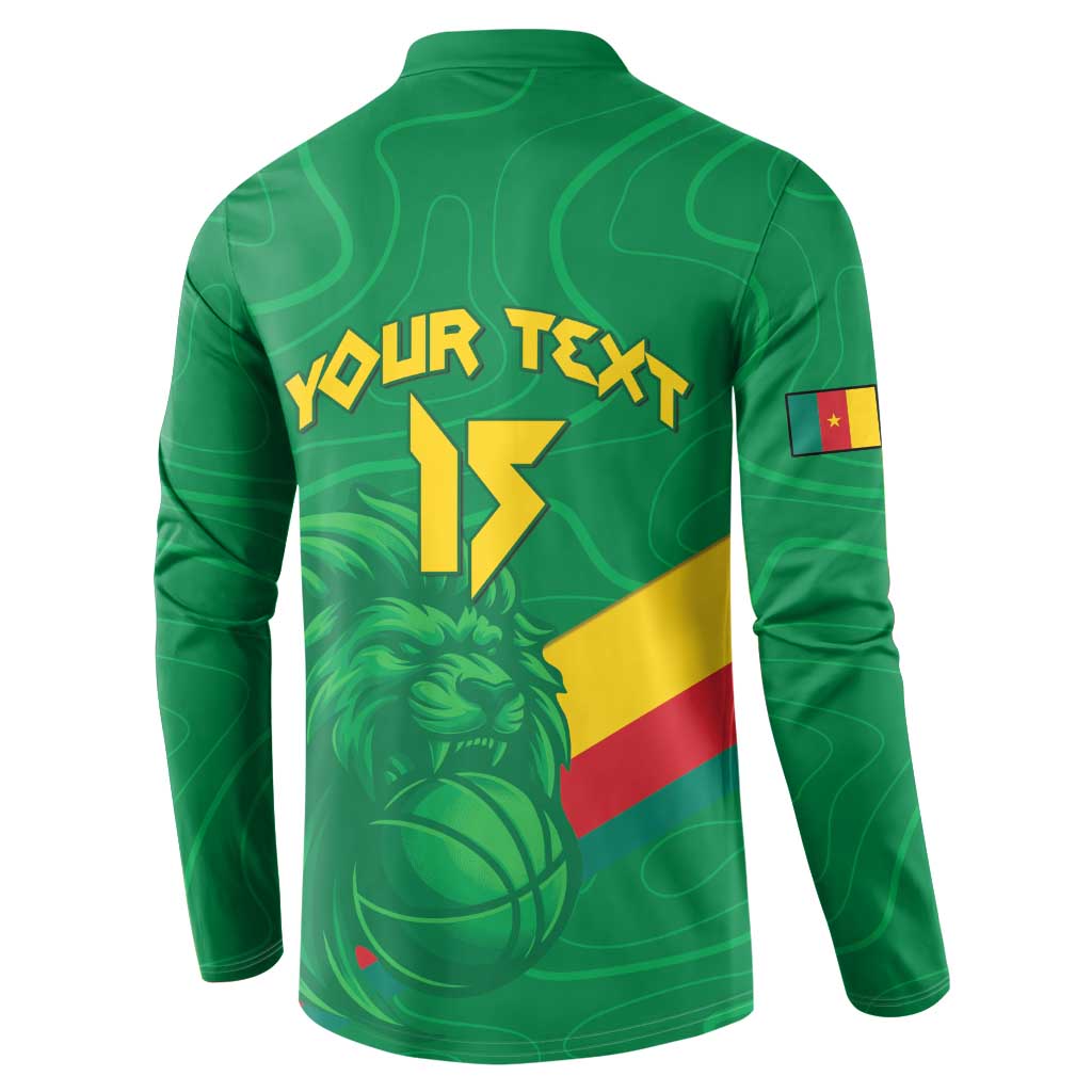 Custom Cameroon Basketball Button Sweatshirt Go Champions Indomitable Lions - Wonder Print Shop
