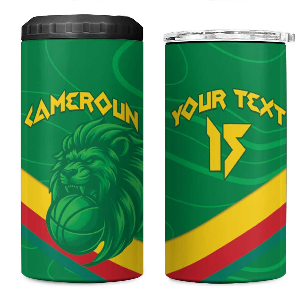 Custom Cameroon Basketball 4 in 1 Can Cooler Tumbler Go Champions Indomitable Lions - Wonder Print Shop