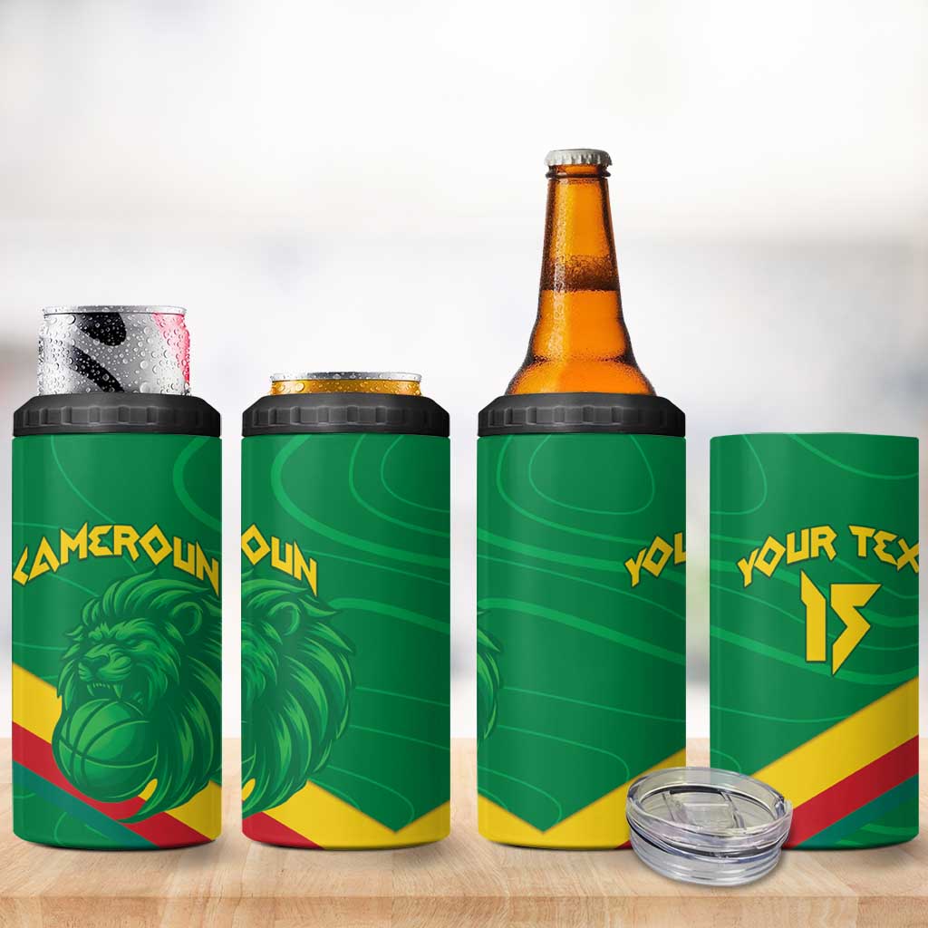Custom Cameroon Basketball 4 in 1 Can Cooler Tumbler Go Champions Indomitable Lions - Wonder Print Shop