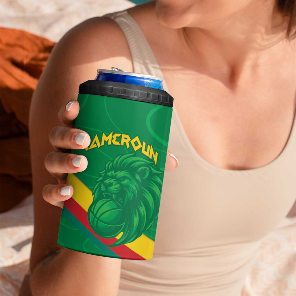 Custom Cameroon Basketball 4 in 1 Can Cooler Tumbler Go Champions Indomitable Lions - Wonder Print Shop