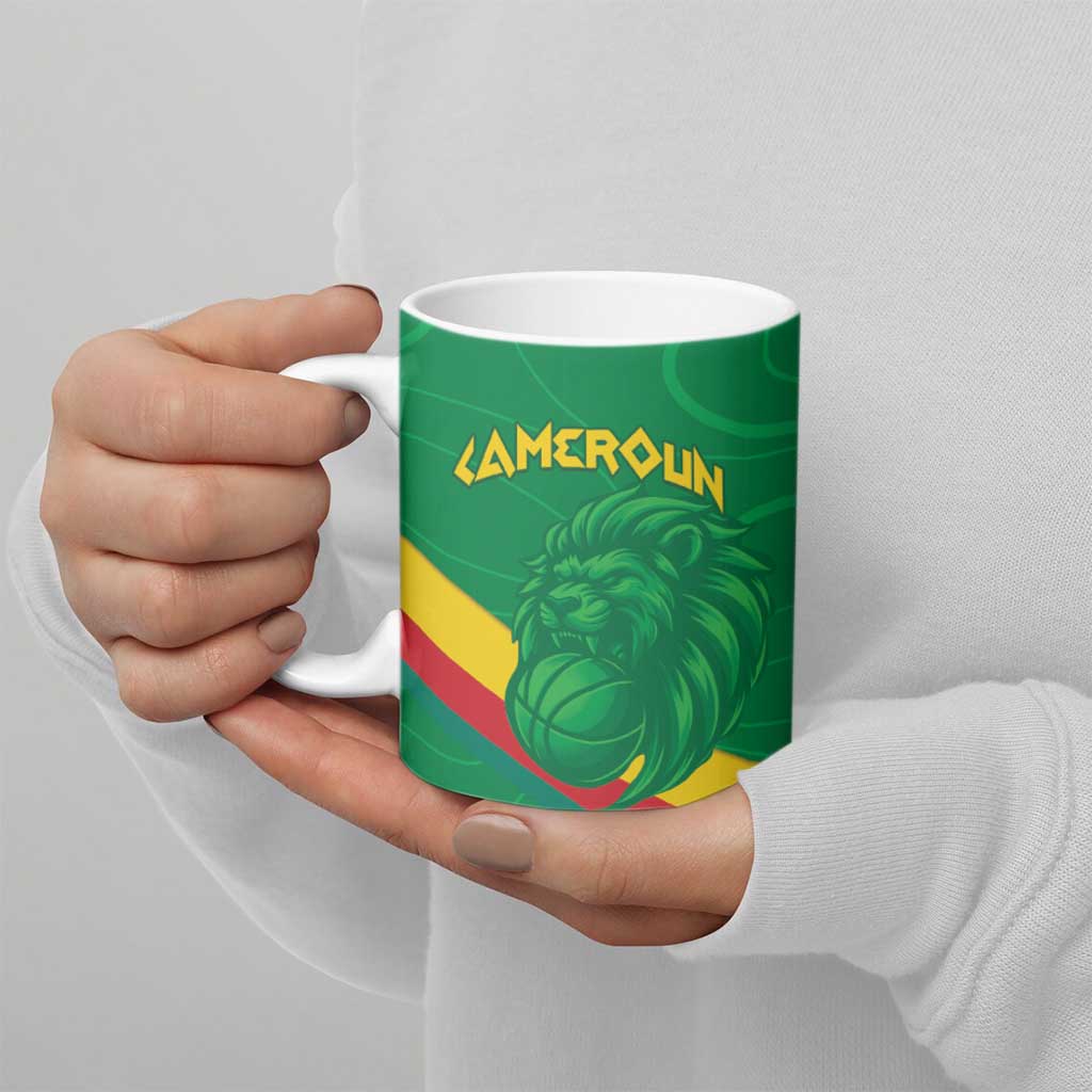 Custom Cameroon Basketball Ceramic Mug Go Champions Indomitable Lions - Wonder Print Shop
