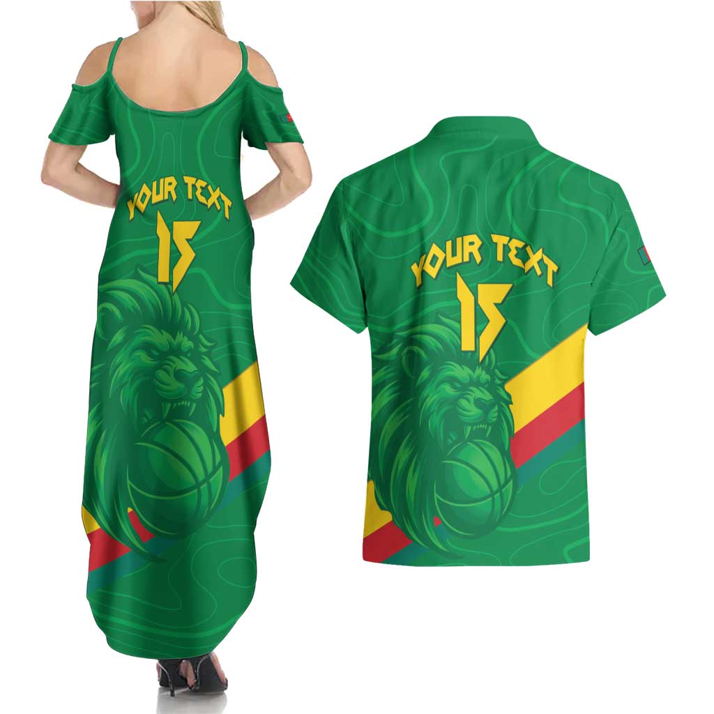 Custom Cameroon Basketball Couples Matching Summer Maxi Dress and Hawaiian Shirt Go Champions Indomitable Lions - Wonder Print Shop