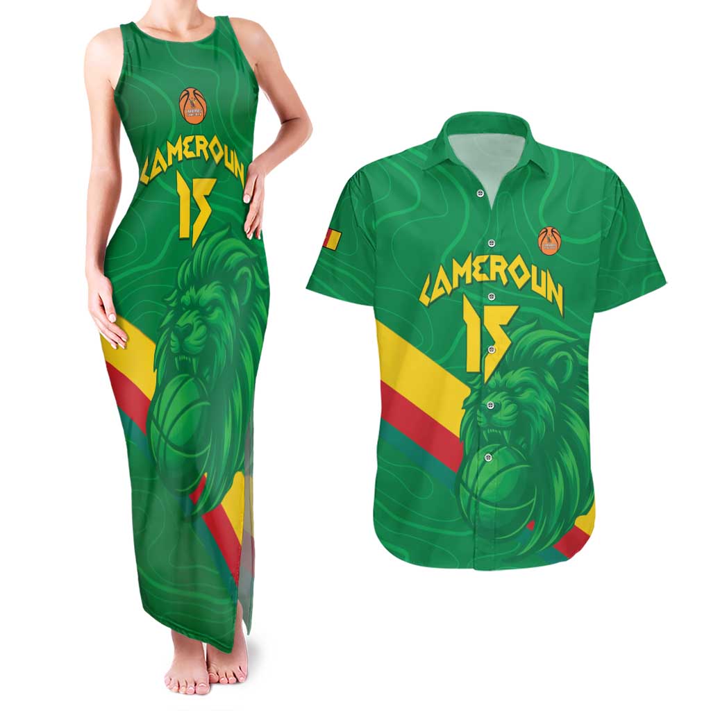 Custom Cameroon Basketball Couples Matching Tank Maxi Dress and Hawaiian Shirt Go Champions Indomitable Lions - Wonder Print Shop