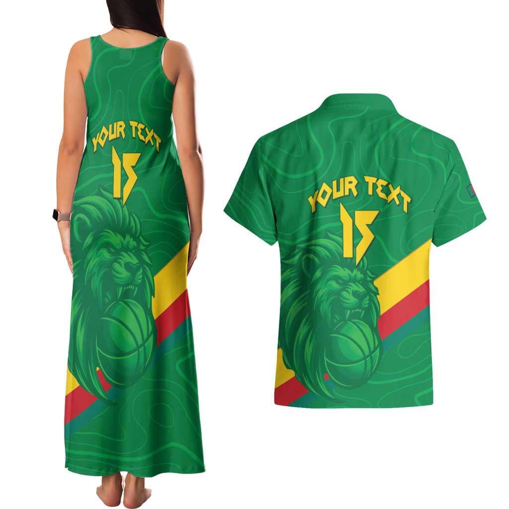 Custom Cameroon Basketball Couples Matching Tank Maxi Dress and Hawaiian Shirt Go Champions Indomitable Lions - Wonder Print Shop