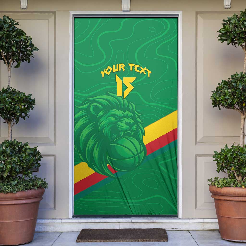 Custom Cameroon Basketball Door Cover Go Champions Indomitable Lions - Wonder Print Shop