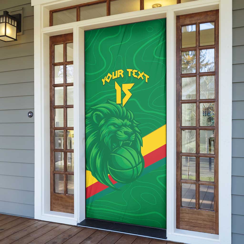 Custom Cameroon Basketball Door Cover Go Champions Indomitable Lions - Wonder Print Shop