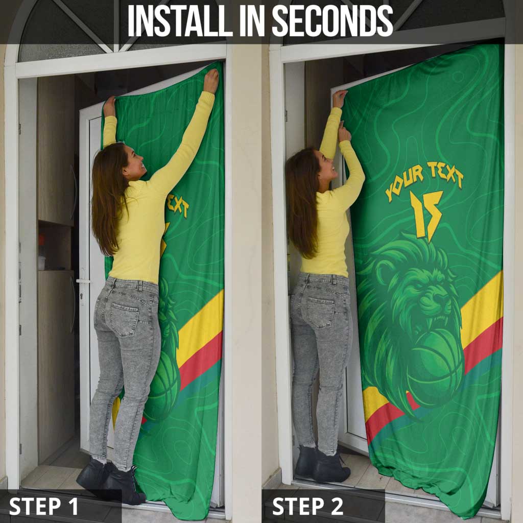 Custom Cameroon Basketball Door Cover Go Champions Indomitable Lions - Wonder Print Shop