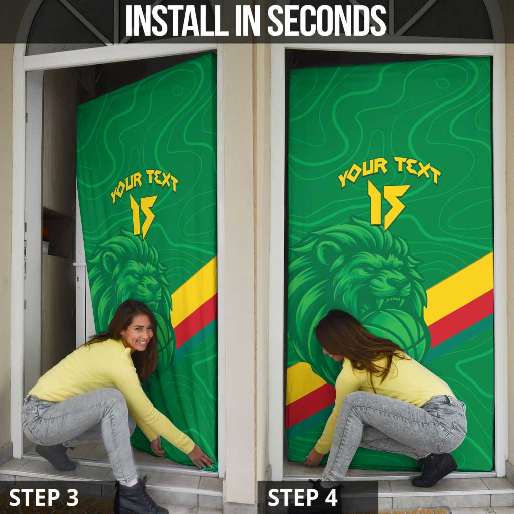 Custom Cameroon Basketball Door Cover Go Champions Indomitable Lions - Wonder Print Shop