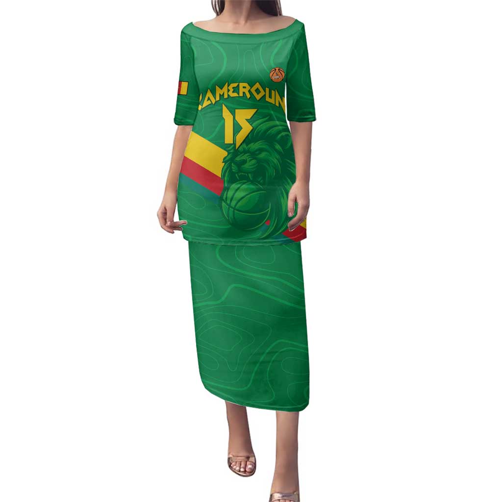 Custom Cameroon Basketball Family Matching Puletasi and Hawaiian Shirt Go Champions Indomitable Lions - Wonder Print Shop