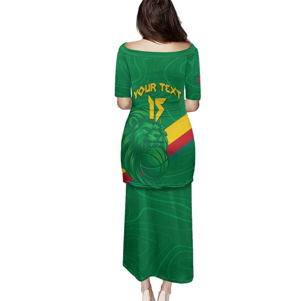 Custom Cameroon Basketball Family Matching Puletasi and Hawaiian Shirt Go Champions Indomitable Lions - Wonder Print Shop
