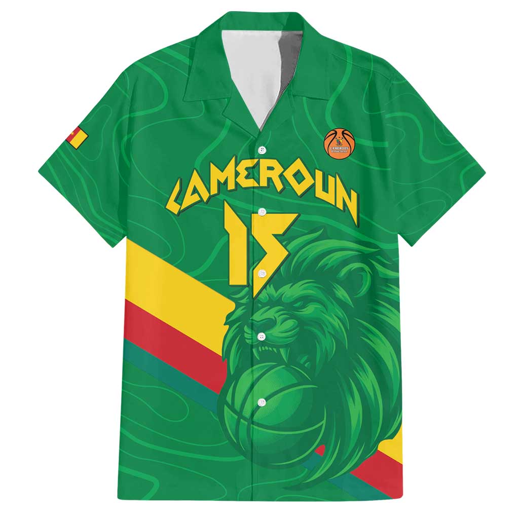 Custom Cameroon Basketball Family Matching Short Sleeve Bodycon Dress and Hawaiian Shirt Go Champions Indomitable Lions - Wonder Print Shop