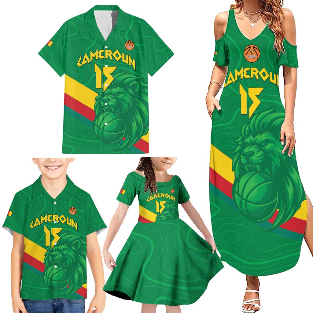 Custom Cameroon Basketball Family Matching Summer Maxi Dress and Hawaiian Shirt Go Champions Indomitable Lions - Wonder Print Shop