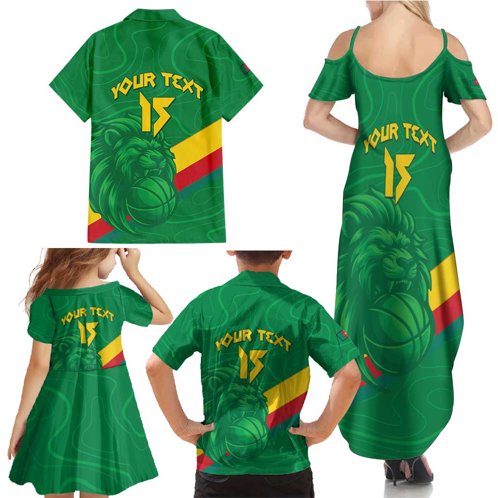Custom Cameroon Basketball Family Matching Summer Maxi Dress and Hawaiian Shirt Go Champions Indomitable Lions - Wonder Print Shop