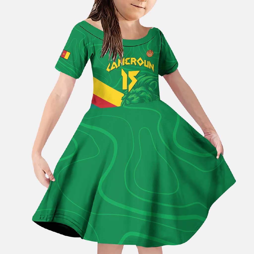 Custom Cameroon Basketball Family Matching Tank Maxi Dress and Hawaiian Shirt Go Champions Indomitable Lions - Wonder Print Shop
