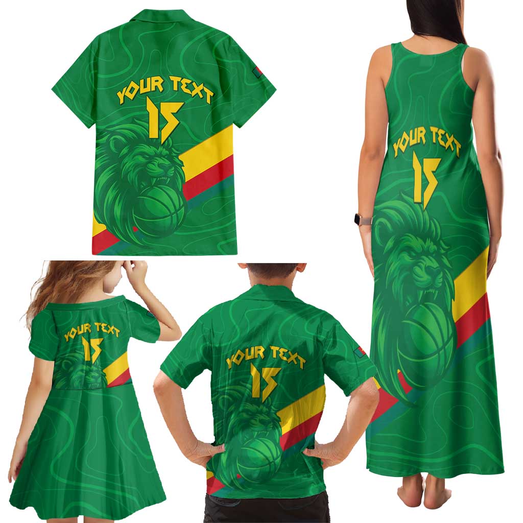 Custom Cameroon Basketball Family Matching Tank Maxi Dress and Hawaiian Shirt Go Champions Indomitable Lions - Wonder Print Shop