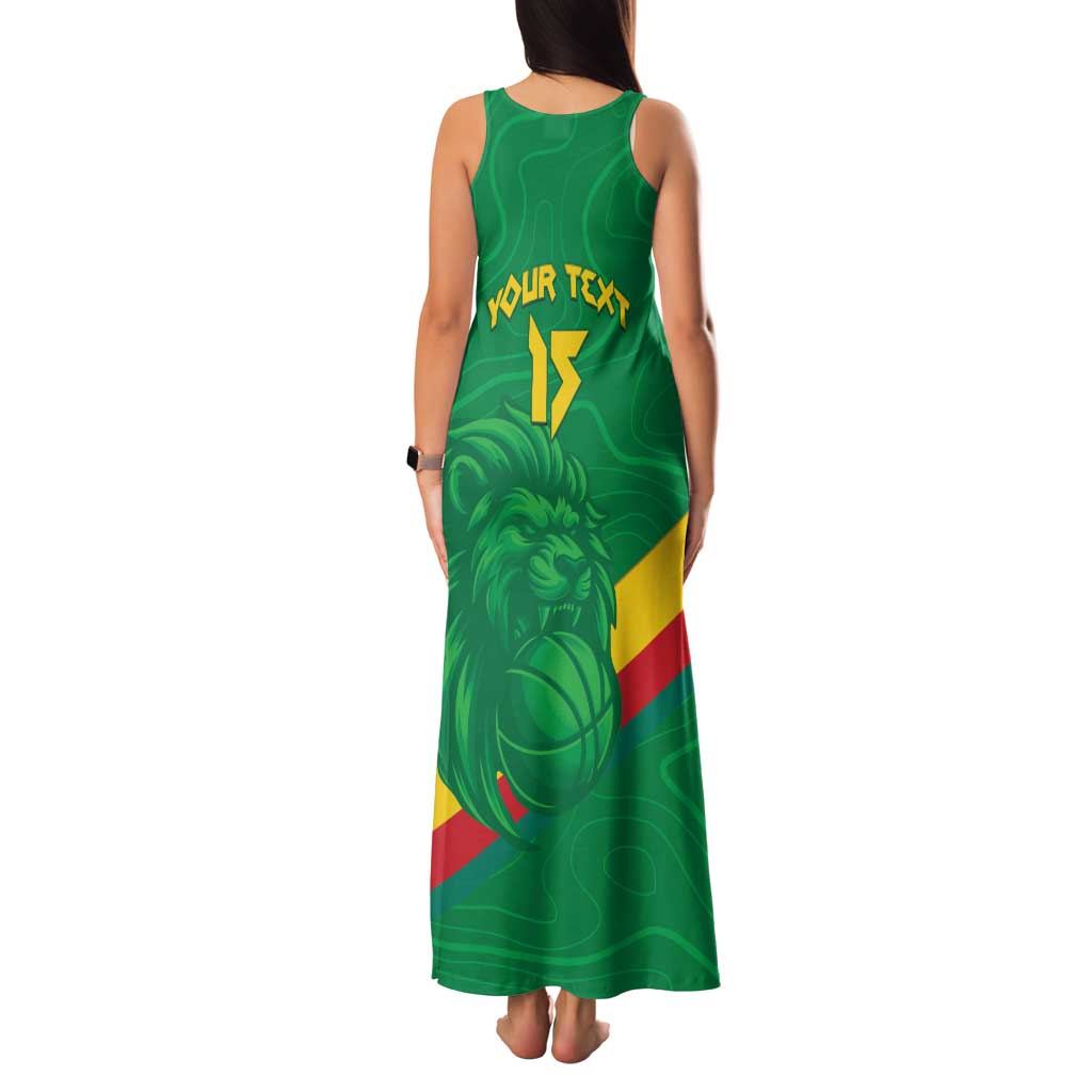 Custom Cameroon Basketball Family Matching Tank Maxi Dress and Hawaiian Shirt Go Champions Indomitable Lions - Wonder Print Shop