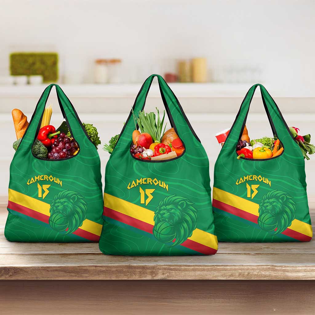 Custom Cameroon Basketball Grocery Bag Go Champions Indomitable Lions - Wonder Print Shop