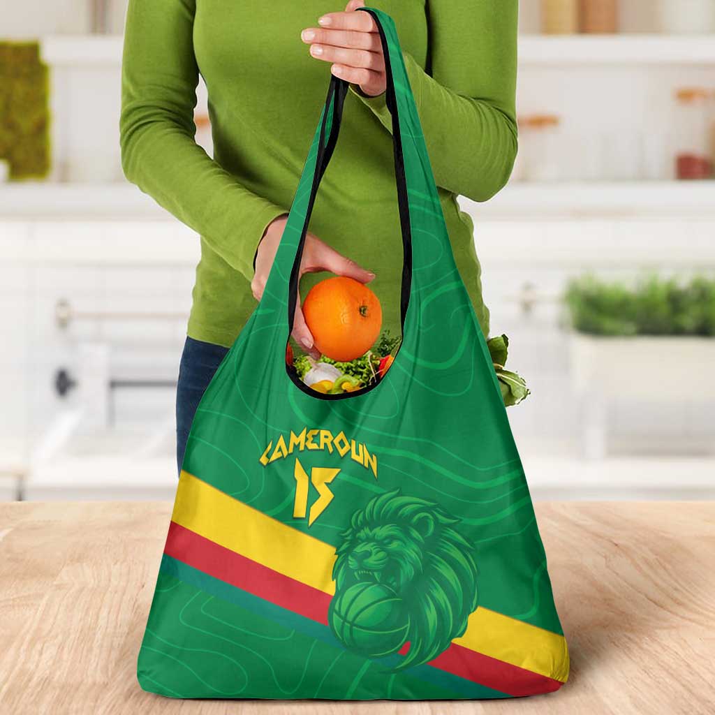 Custom Cameroon Basketball Grocery Bag Go Champions Indomitable Lions - Wonder Print Shop