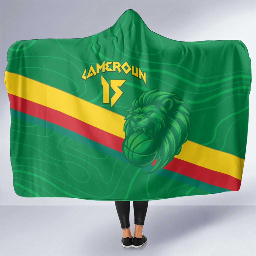 Custom Cameroon Basketball Hooded Blanket Go Champions Indomitable Lions - Wonder Print Shop