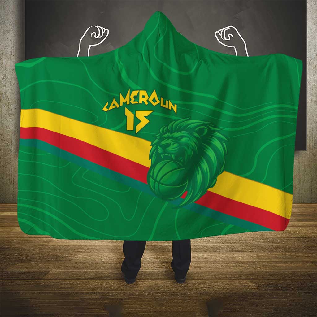 Custom Cameroon Basketball Hooded Blanket Go Champions Indomitable Lions - Wonder Print Shop