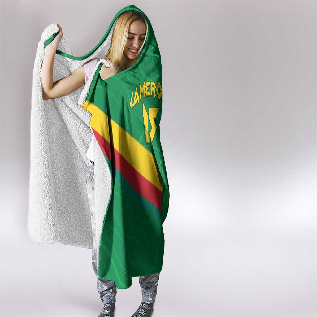 Custom Cameroon Basketball Hooded Blanket Go Champions Indomitable Lions - Wonder Print Shop