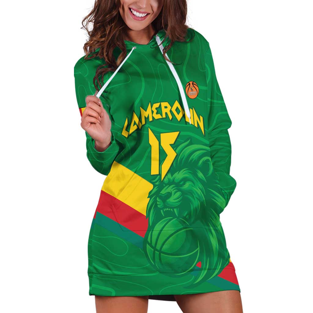 Custom Cameroon Basketball Hoodie Dress Go Champions Indomitable Lions - Wonder Print Shop