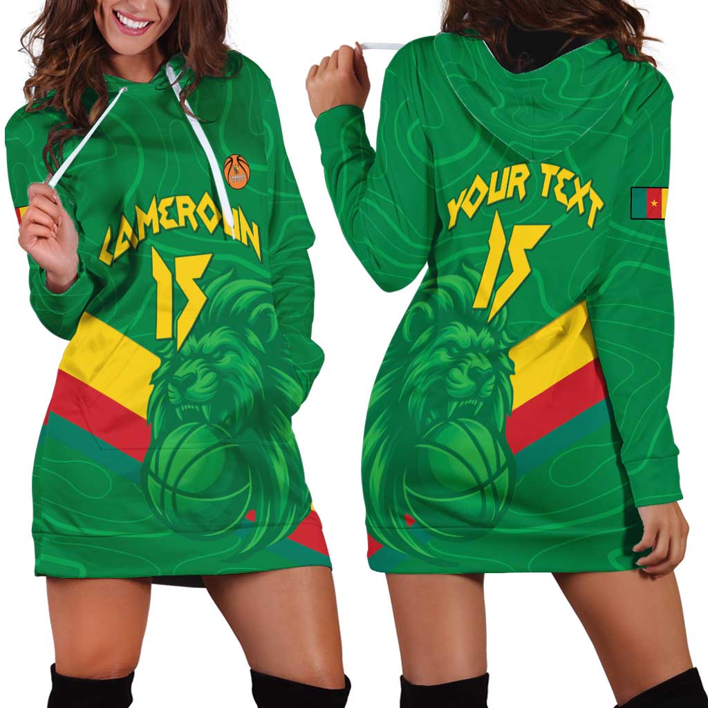 Custom Cameroon Basketball Hoodie Dress Go Champions Indomitable Lions - Wonder Print Shop