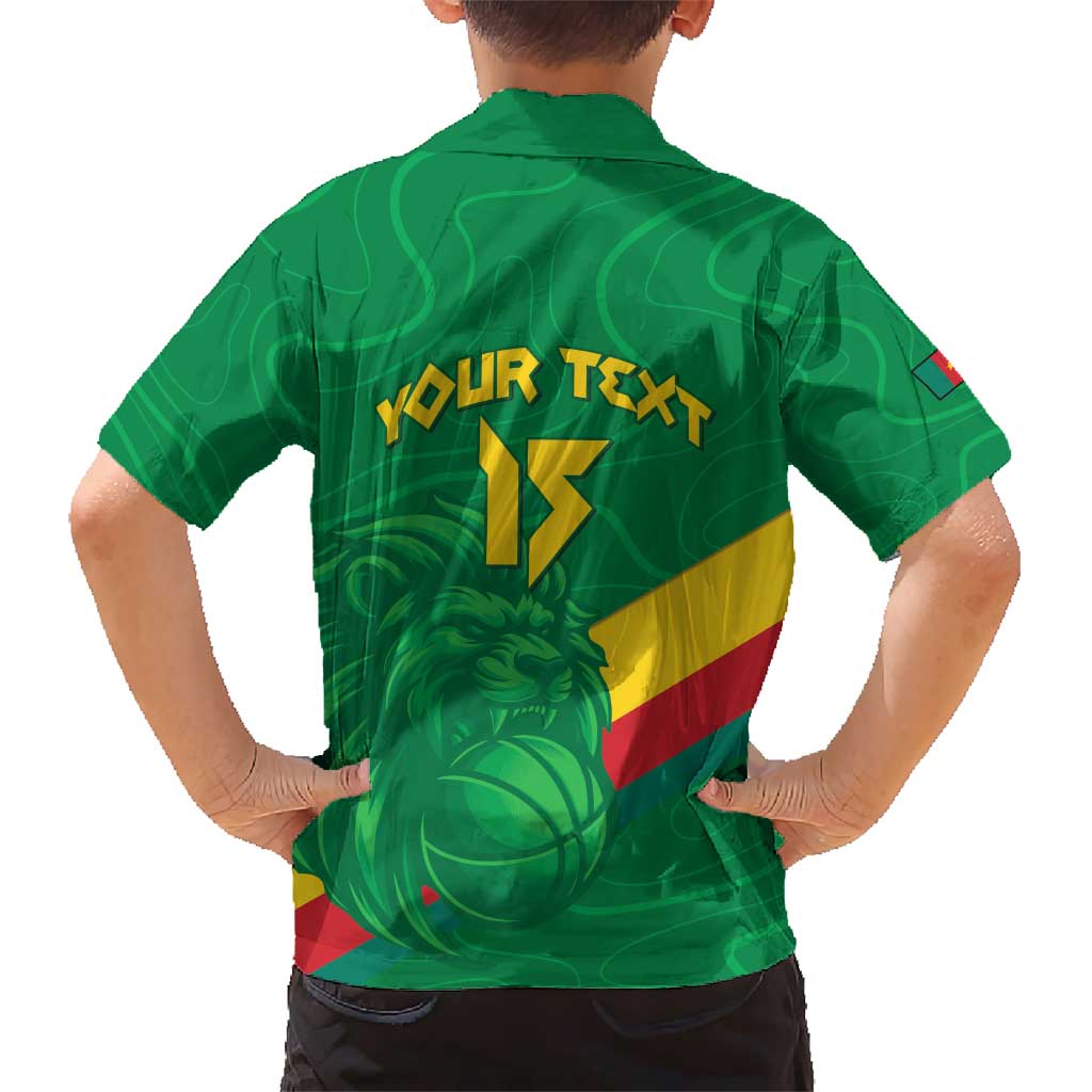 Custom Cameroon Basketball Kid Hawaiian Shirt Go Champions Indomitable Lions - Wonder Print Shop