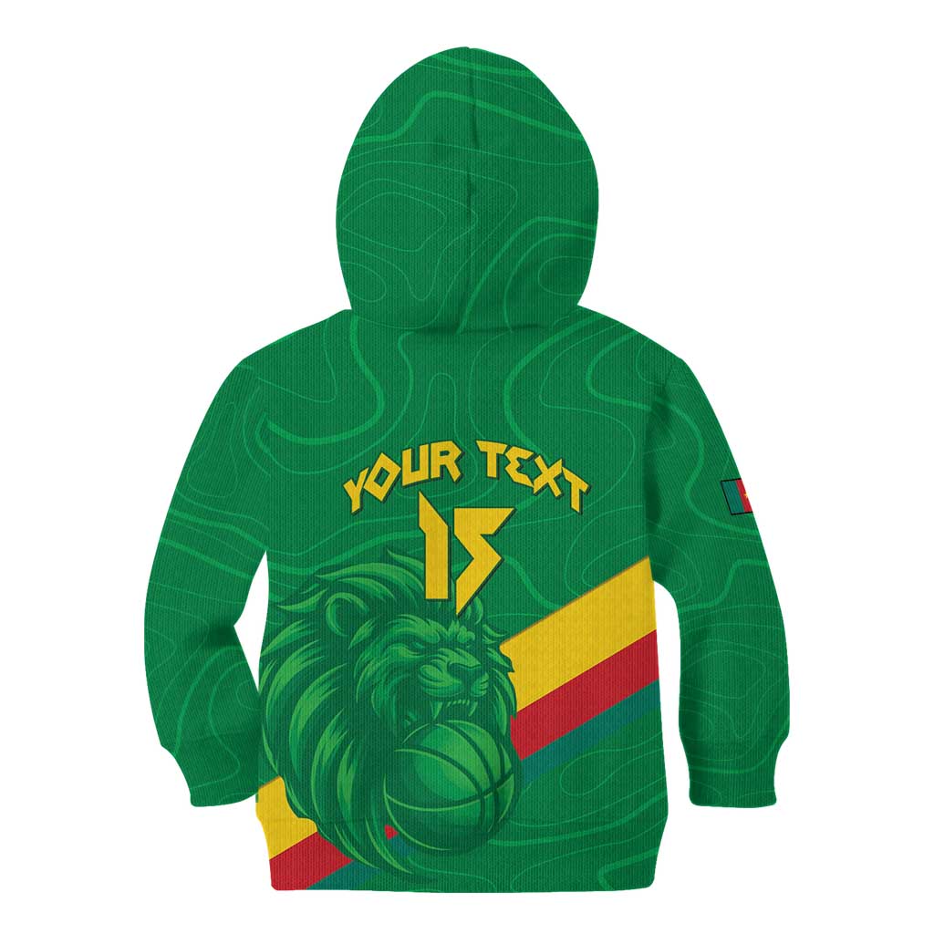 Custom Cameroon Basketball Kid Hoodie Go Champions Indomitable Lions - Wonder Print Shop
