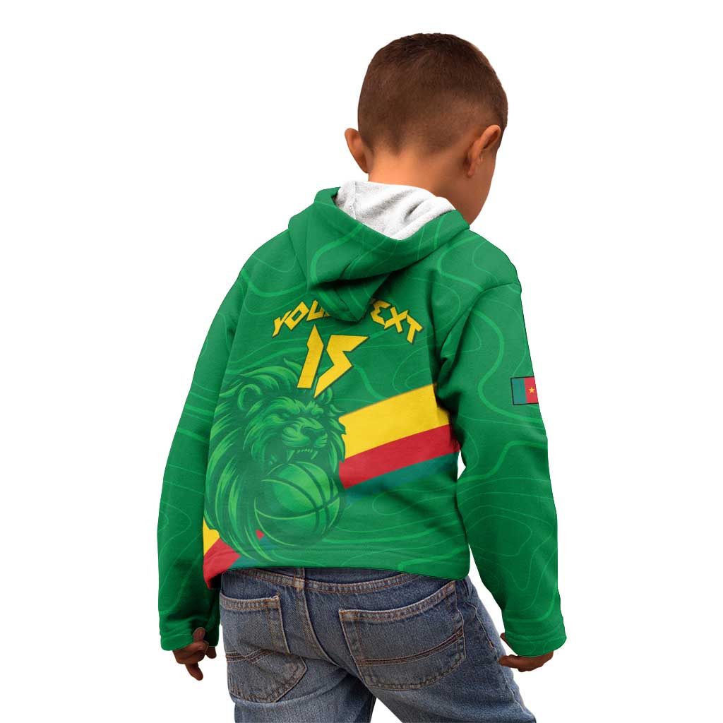 Custom Cameroon Basketball Kid Hoodie Go Champions Indomitable Lions - Wonder Print Shop