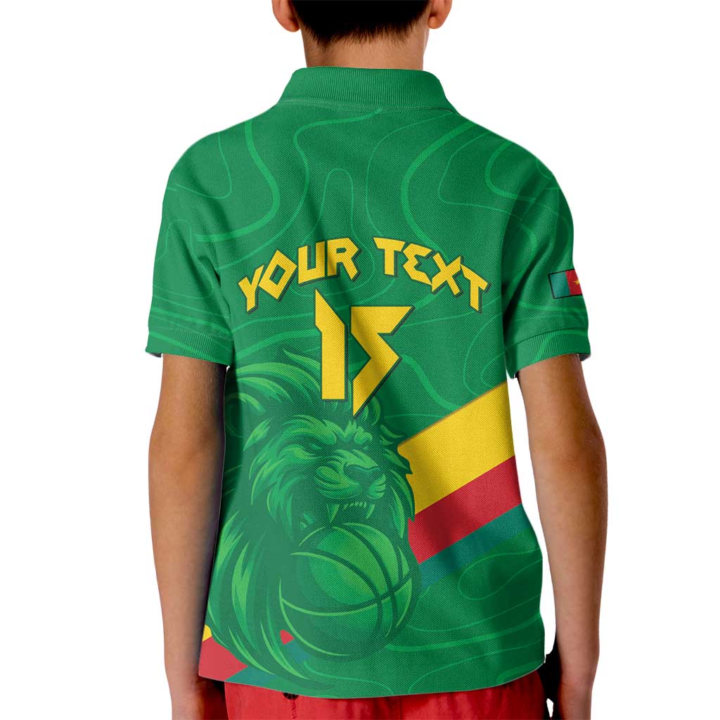 Custom Cameroon Basketball Kid Polo Shirt Go Champions Indomitable Lions - Wonder Print Shop