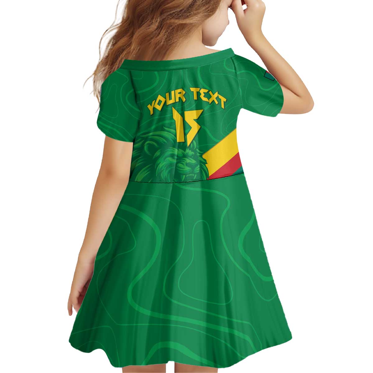 Custom Cameroon Basketball Kid Short Sleeve Dress Go Champions Indomitable Lions - Wonder Print Shop