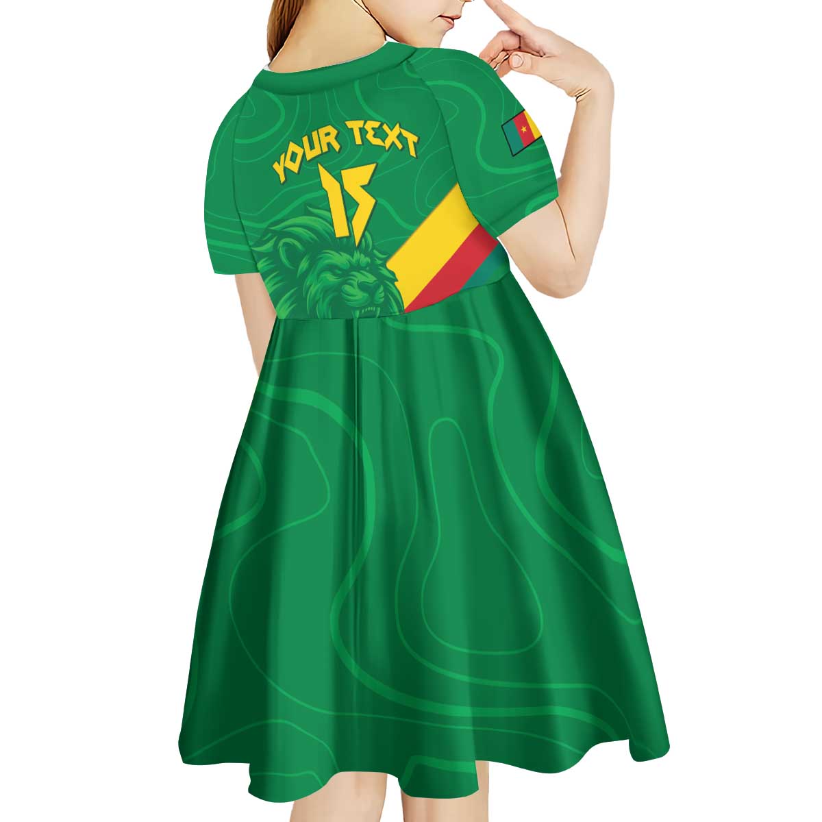 Custom Cameroon Basketball Kid Short Sleeve Dress Go Champions Indomitable Lions - Wonder Print Shop