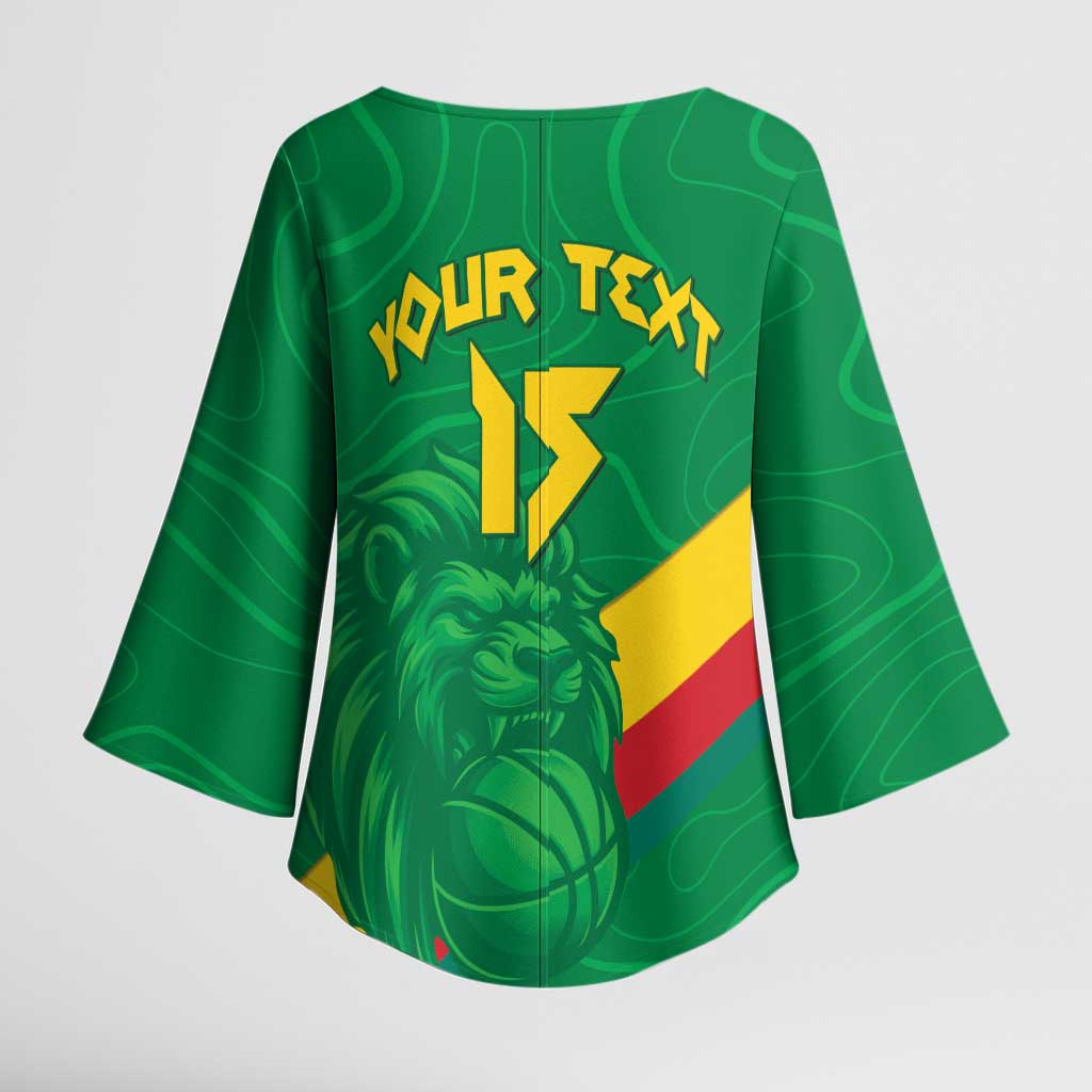 Custom Cameroon Basketball Kimono Sleeve Blouse Go Champions Indomitable Lions - Wonder Print Shop