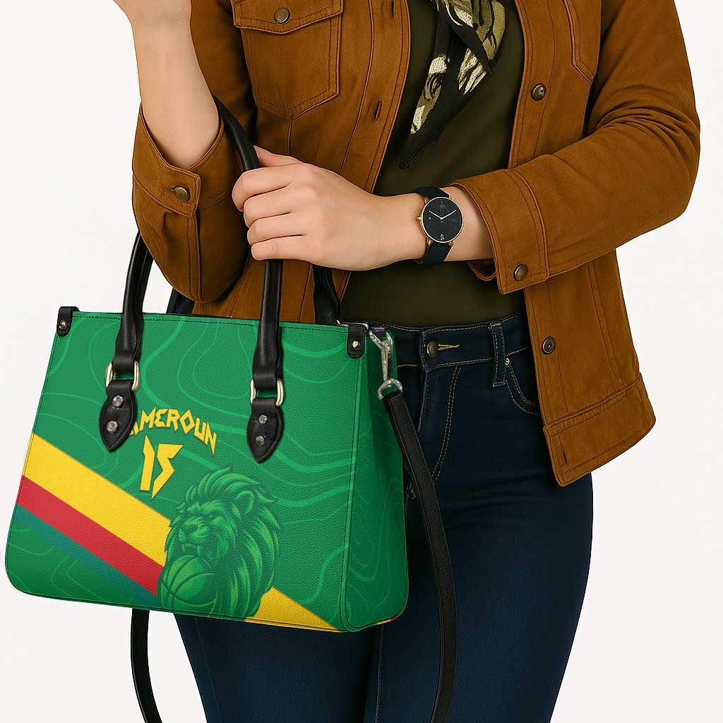 Custom Cameroon Basketball Leather Bag Go Champions Indomitable Lions - Wonder Print Shop