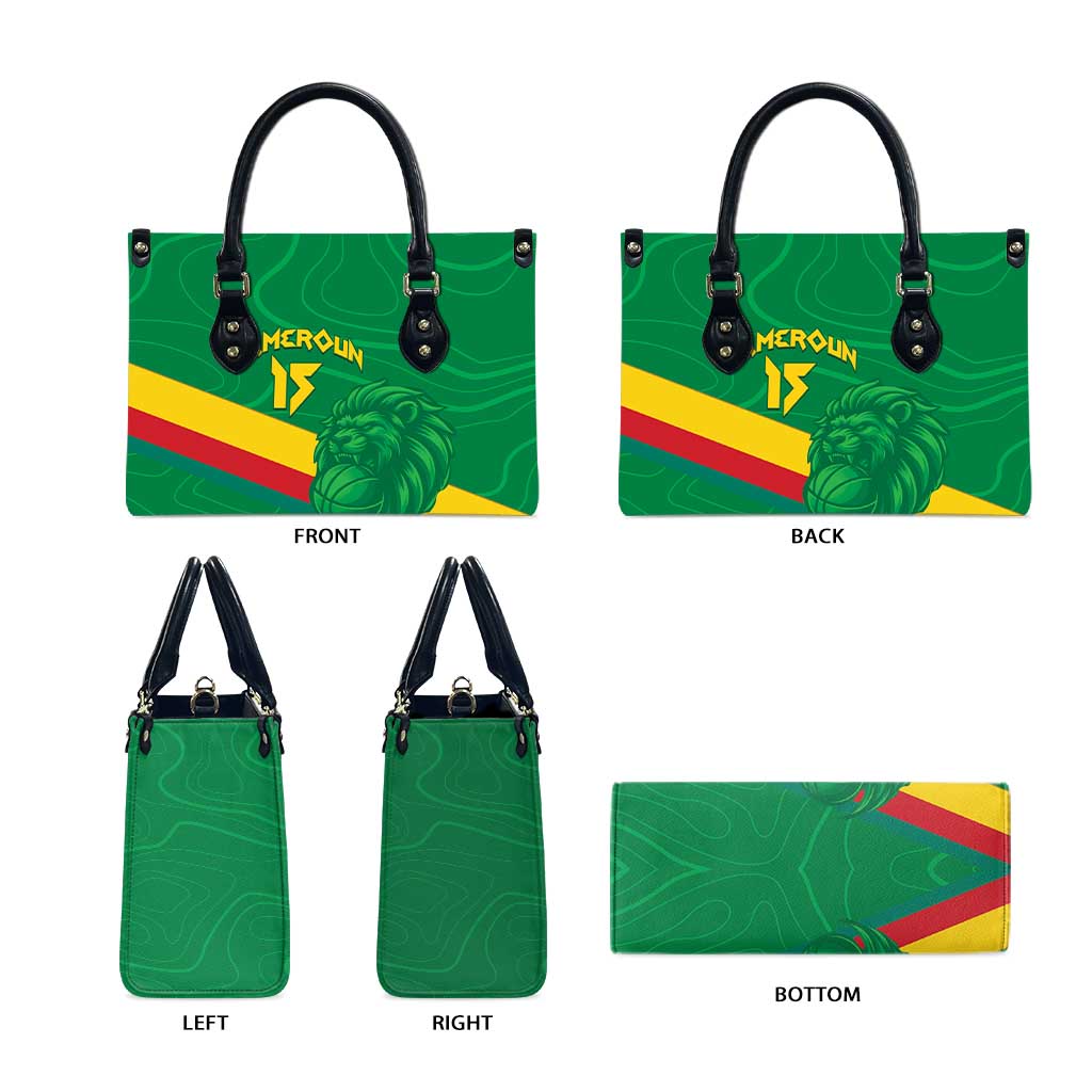 Custom Cameroon Basketball Leather Bag Go Champions Indomitable Lions - Wonder Print Shop