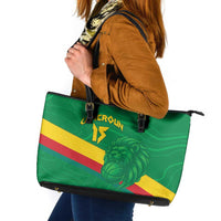 Custom Cameroon Basketball Leather Tote Bag Go Champions Indomitable Lions - Wonder Print Shop