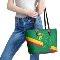 Custom Cameroon Basketball Leather Tote Bag Go Champions Indomitable Lions - Wonder Print Shop