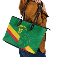 Custom Cameroon Basketball Leather Tote Bag Go Champions Indomitable Lions - Wonder Print Shop