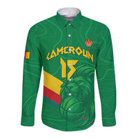Custom Cameroon Basketball Long Sleeve Button Shirt Go Champions Indomitable Lions - Wonder Print Shop