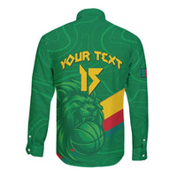 Custom Cameroon Basketball Long Sleeve Button Shirt Go Champions Indomitable Lions - Wonder Print Shop