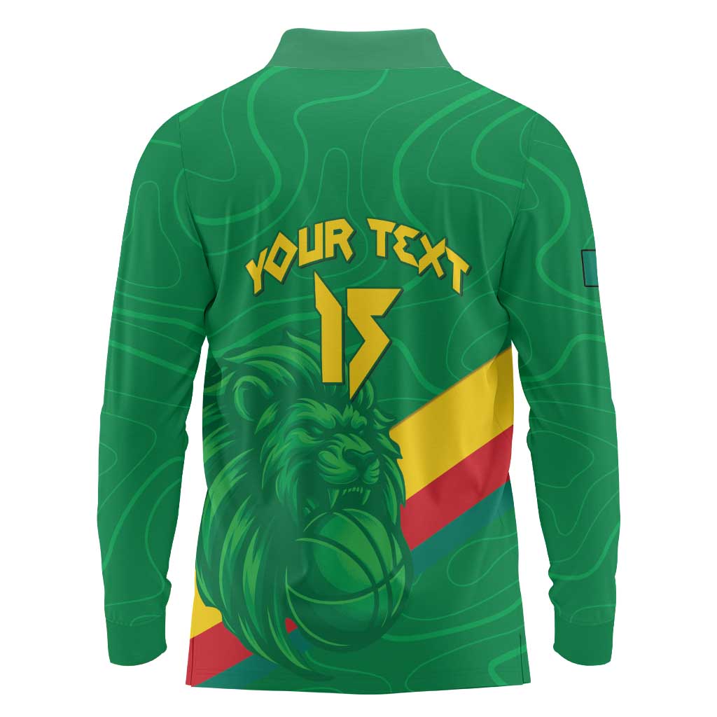 Custom Cameroon Basketball Long Sleeve Polo Shirt Go Champions Indomitable Lions - Wonder Print Shop