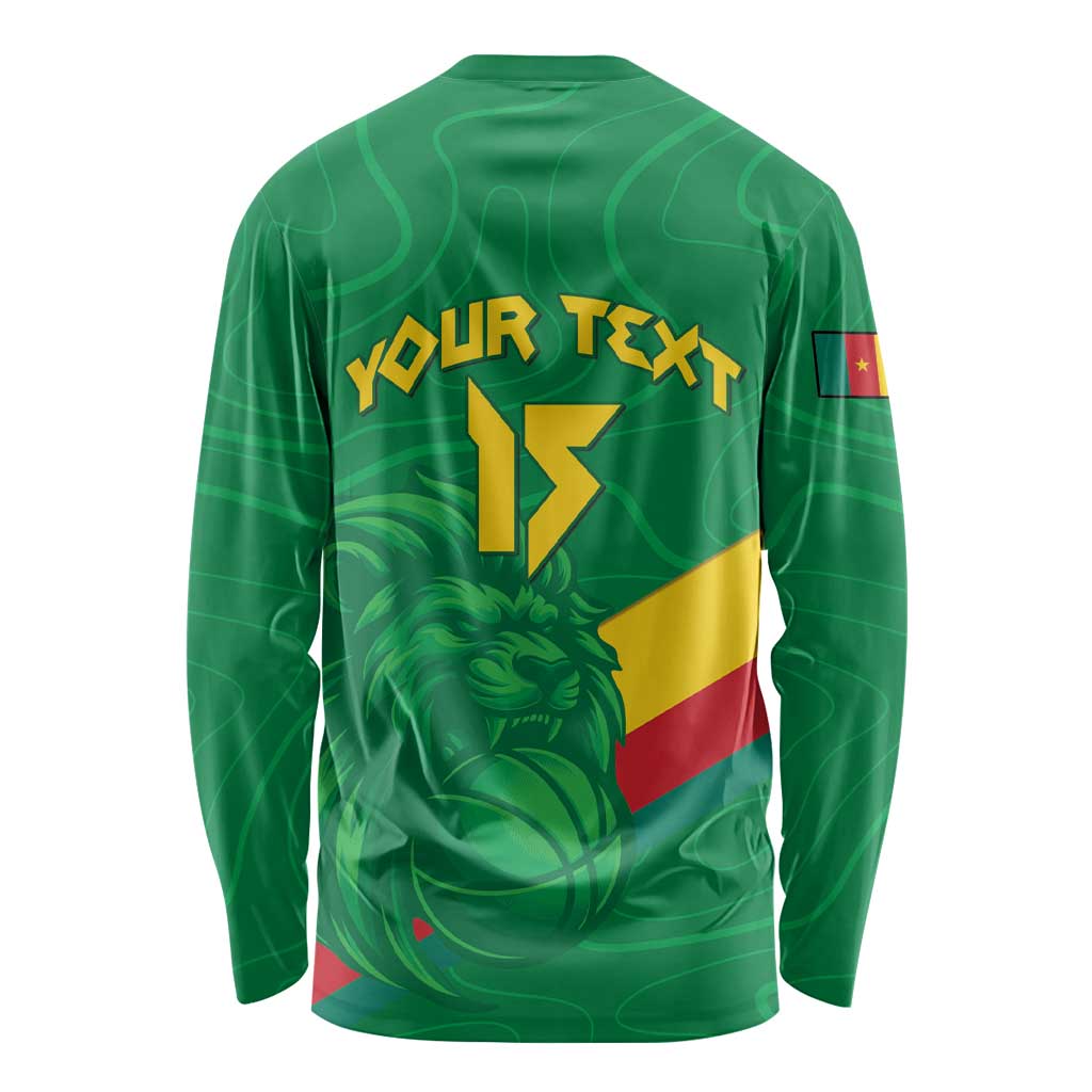 Custom Cameroon Basketball Long Sleeve Shirt Go Champions Indomitable Lions - Wonder Print Shop