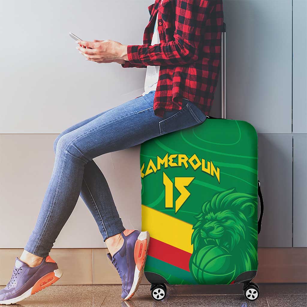 Custom Cameroon Basketball Luggage Cover Go Champions Indomitable Lions - Wonder Print Shop